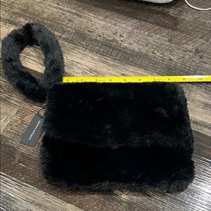 New Banana Republic Black Faux Fur Bag